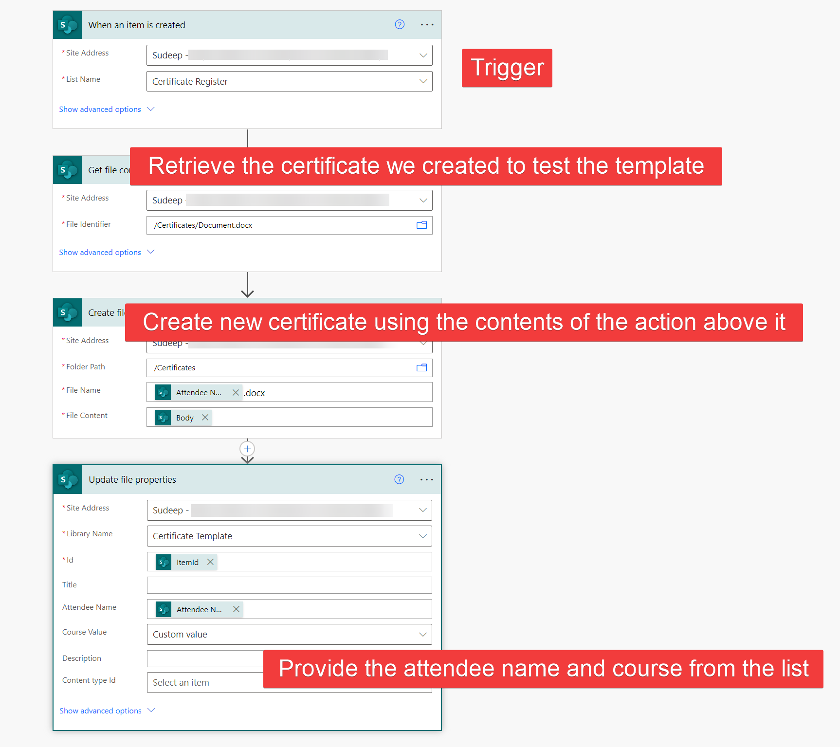 Create automated Attendee certificates using Power Automate Powering