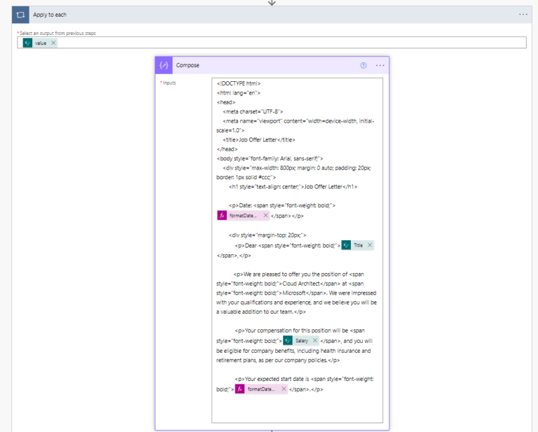 Creating word/pdf document using HTML template - Powering your Apps